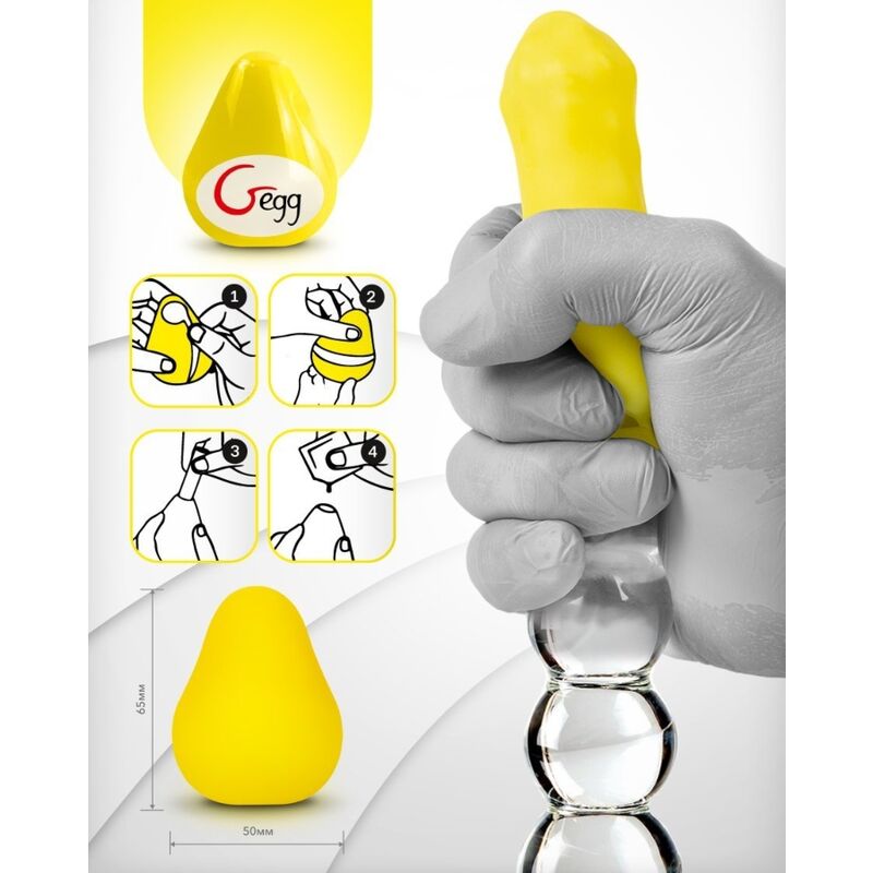 Oeuf masturbateur texturé jaune réutilisable