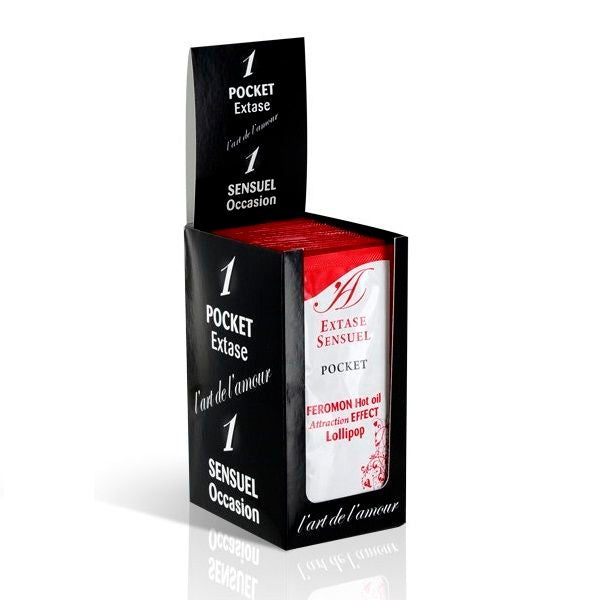 Huile de massage aux phéromones effet chaleur sucette 10 ml