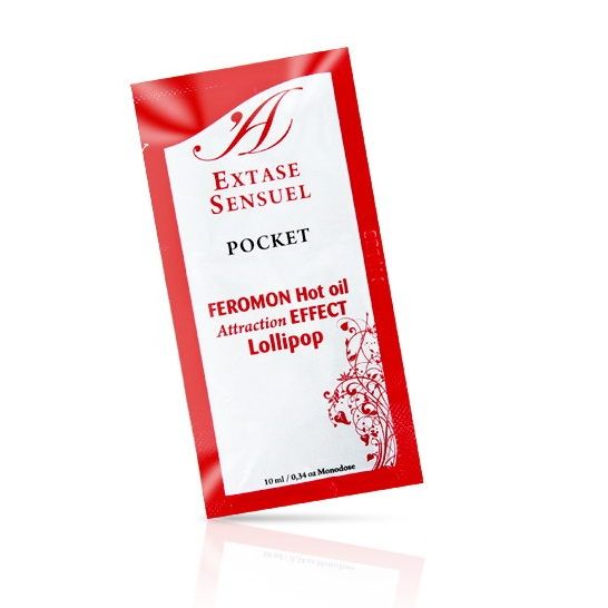 Huile de massage aux phéromones effet chaleur sucette 10 ml