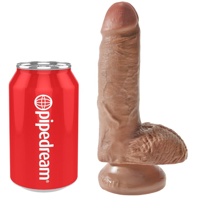 Pénis réaliste avec boules 13.2 cm caramel