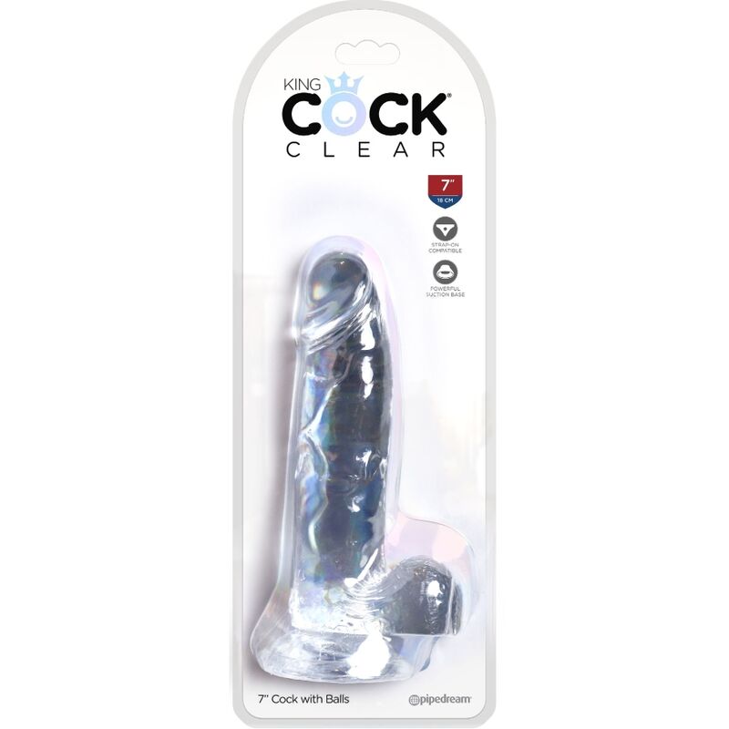 Clear pénis réaliste avec boules 15.2 cm transparent