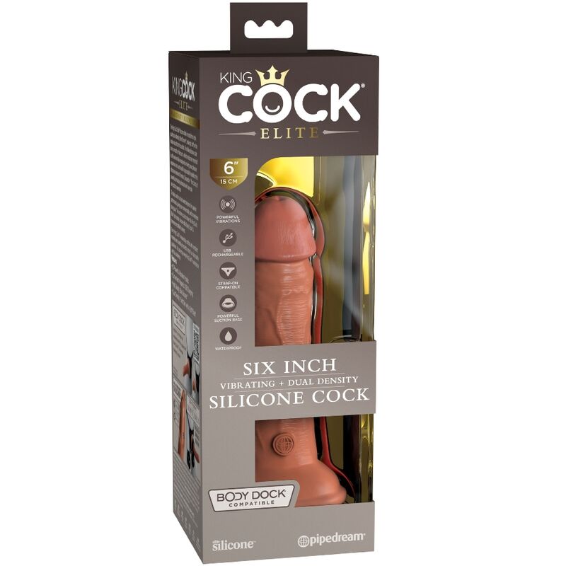 Elite gode réaliste vibrant & silicone 15.2 cm caramel