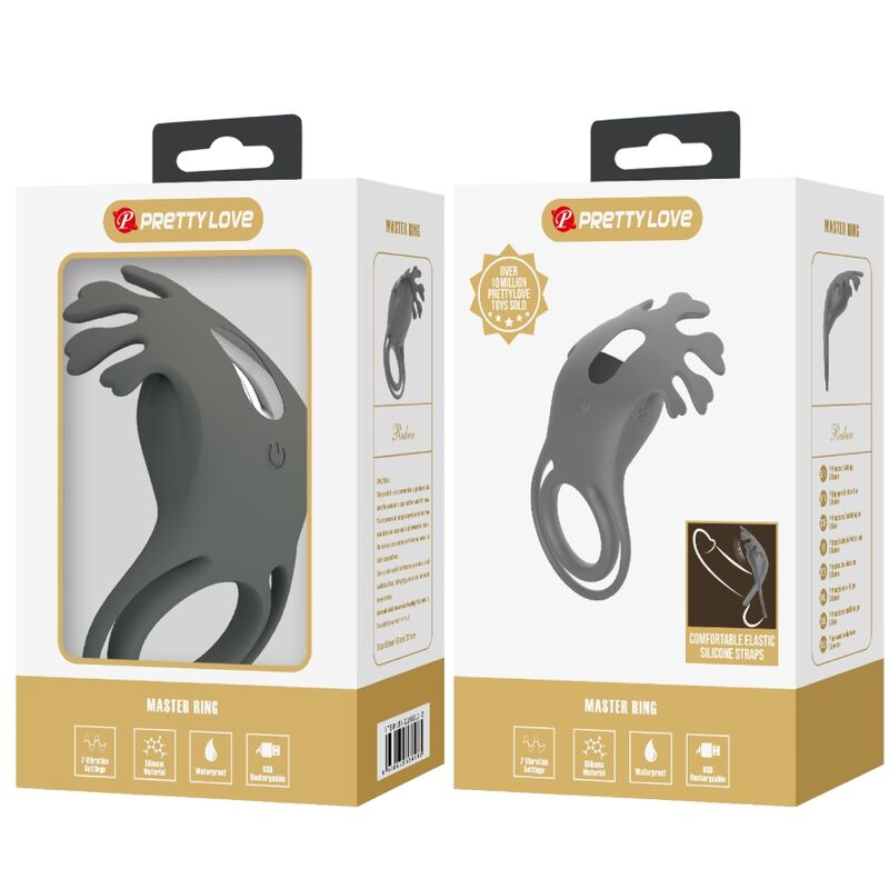 Ruben double anneau vibrant avec stimulateur gris