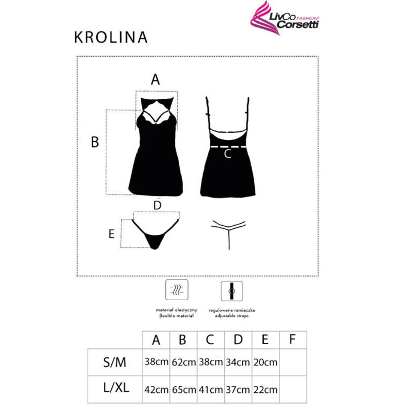 Krolina lc 90734 chemise + tanga negro s/m