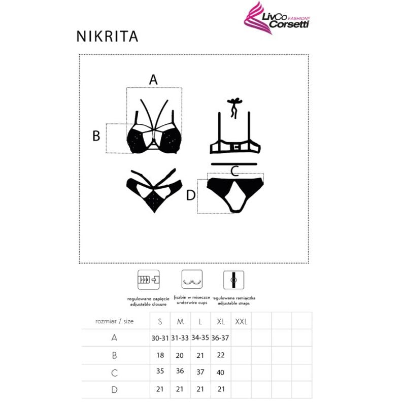 Nikrita lc 90674 sujetador + panties negro s