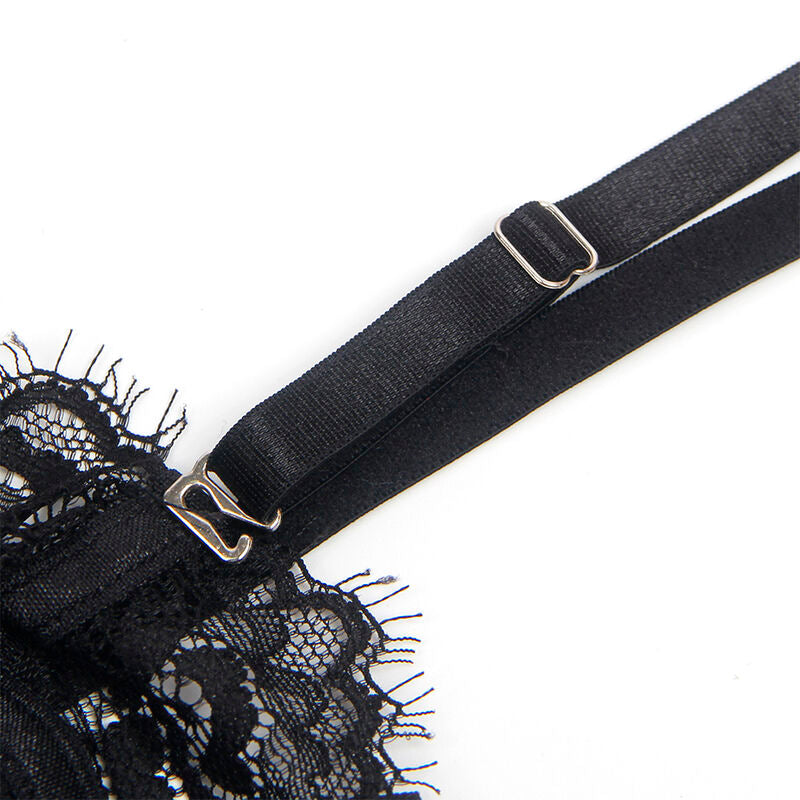 955502 body en dentelle avec nœuds et jarretelles noir l/xl