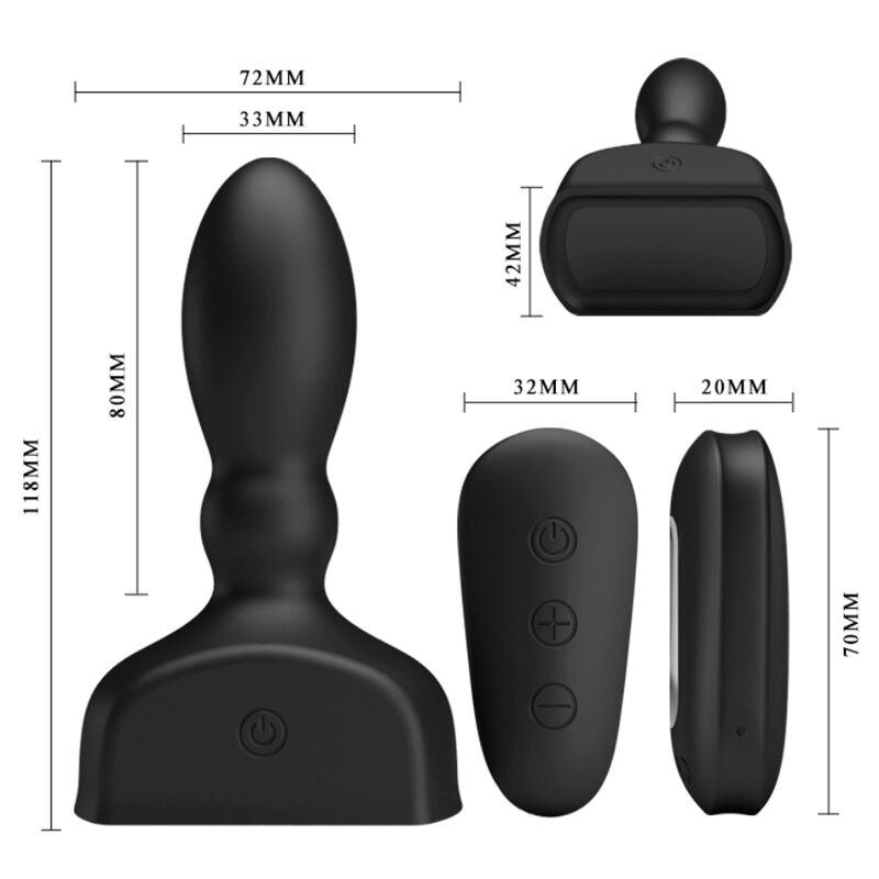 Télécommande de plug anal gonflable noir